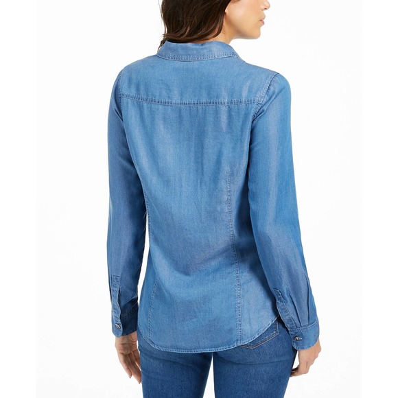 Charter Club Blue Denim Chambray Button Down - Picture 11 of 11